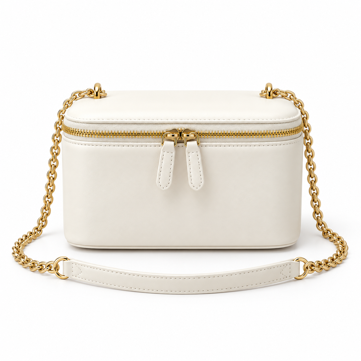 Ivory Vegan Leather Chain Crossbody Bag