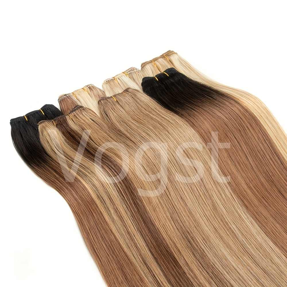 Genuine Straight Human Hair Wefts, Double Wefted Bundles Ranging from 12 to 24 Inches, Suitable for Sewing in Hair Weaves, Weighing 1.76 oz