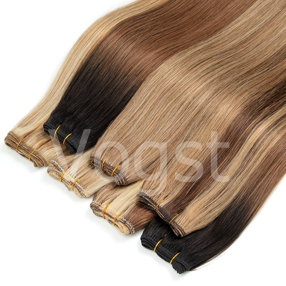 Genuine Straight Human Hair Wefts, Double Wefted Bundles Ranging from 12 to 24 Inches, Suitable for Sewing in Hair Weaves, Weighing 1.76 oz