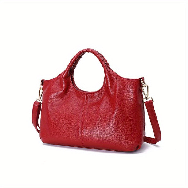 Genuine Leather Women’s Handbag - Soft Cowhide Crossbody & Shoulder Bag with Zipper Closure