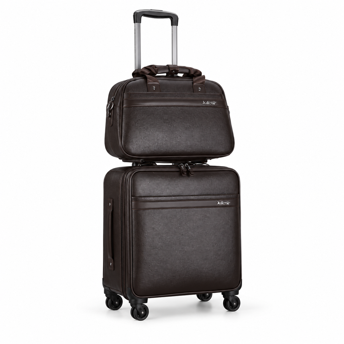 Dark Brown Trolley Suitcase Travel Set