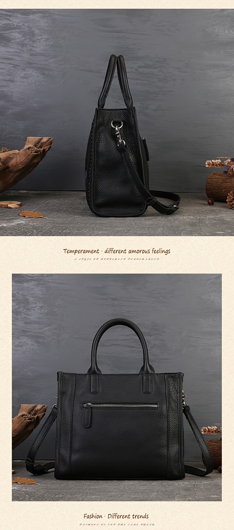 Vintage-Style Leather Tote Bag With Sling Strap, Large Capacity Handbag For Women
