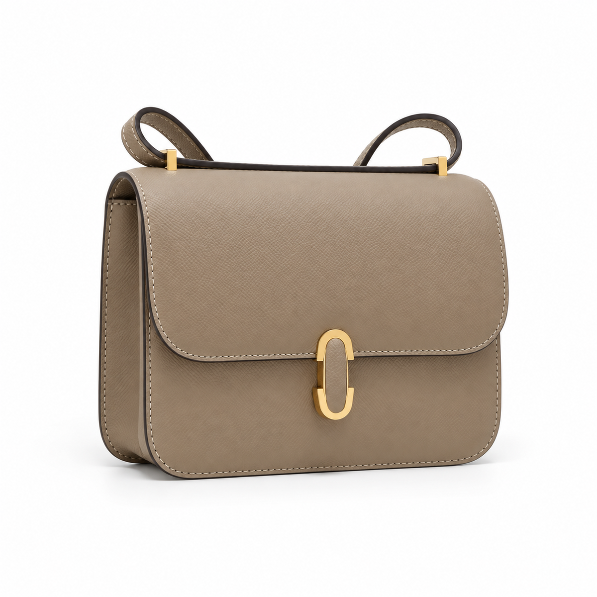 Elegant Khaki Textured Crossbody Shoulder Bag