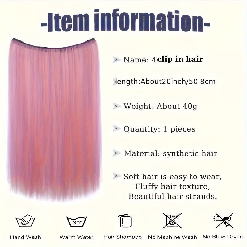 Surprisingly Colorful Hair Patches, Simple and Easy to Operate Straight Clip Style Hair Tie, Naturally Increasing Hair Volume, 20 Inches Long with 8 Color Options, Suitable for Daily Dressing