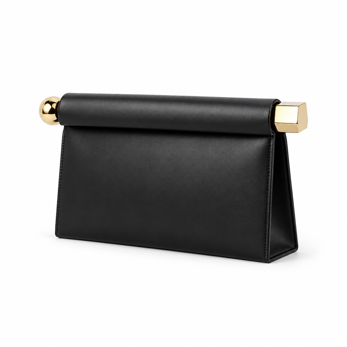 Elegant Black Leather Evening Clutch Bag
