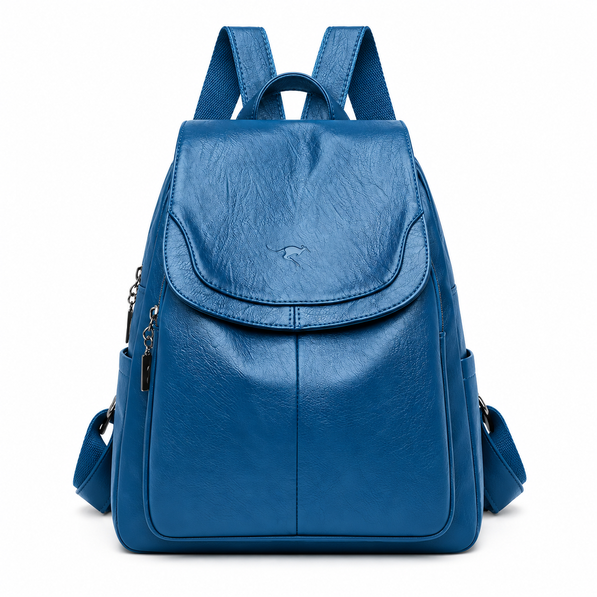 Lake Blue Textured Flap Everyday Backpack