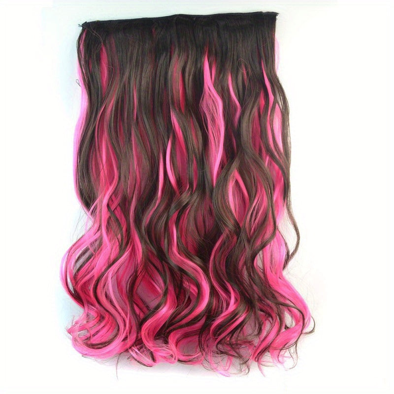 One Piece Hair Extension Synthetic 5 Clip Long Curly Hair Extensions Wig Natural Lifelike Wig