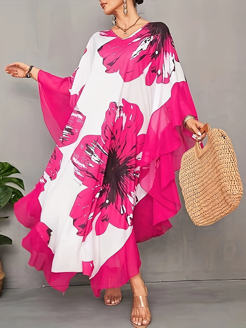 Chiffon Loose Kaftan Dresses For Women Beach Caftan Swimsuit Cover Up