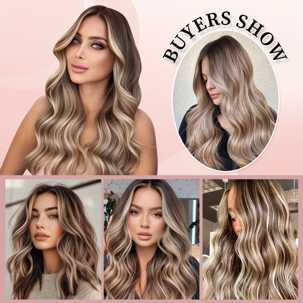 50 Strands of DNE Hair Microlink Human Hair Extensions Ranging from 14 to 24 Inches in Light Brown And Blonde, Featuring Straight Hair with Cold Fusion Micro Loop Invisible Seamless Bead Extensions Designed for Women. Made fr