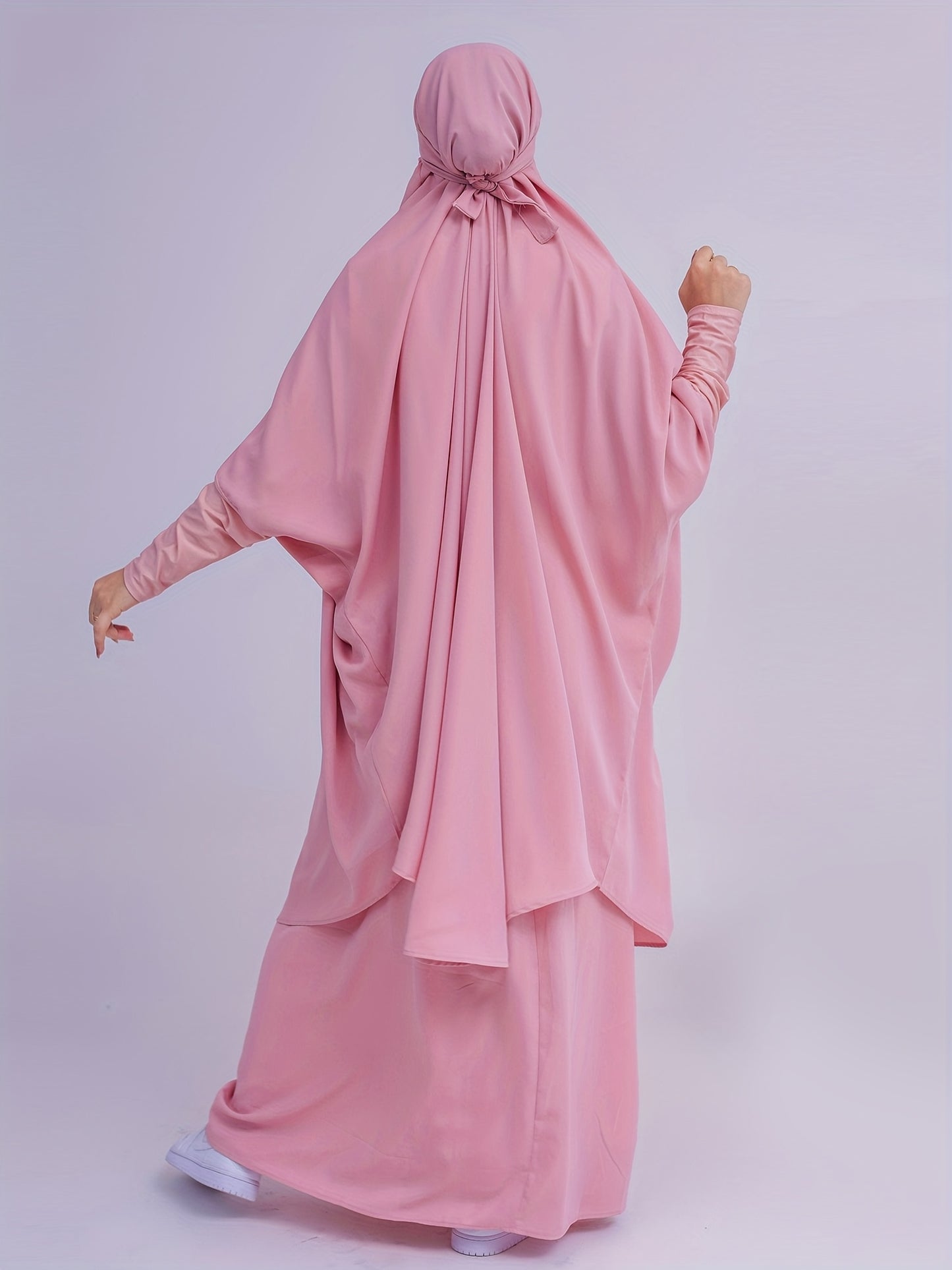 2pcs Dubai Islamic Muslim Women Jilbaab Abaya Long Skirt Pray Abaya Set for EID Ramadan