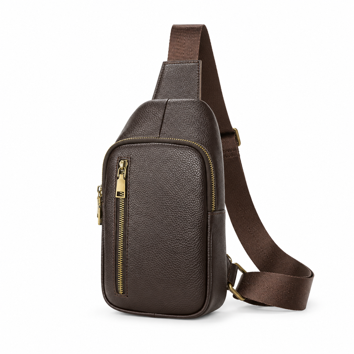 Classic Brown Textured Crossbody Sling Bag