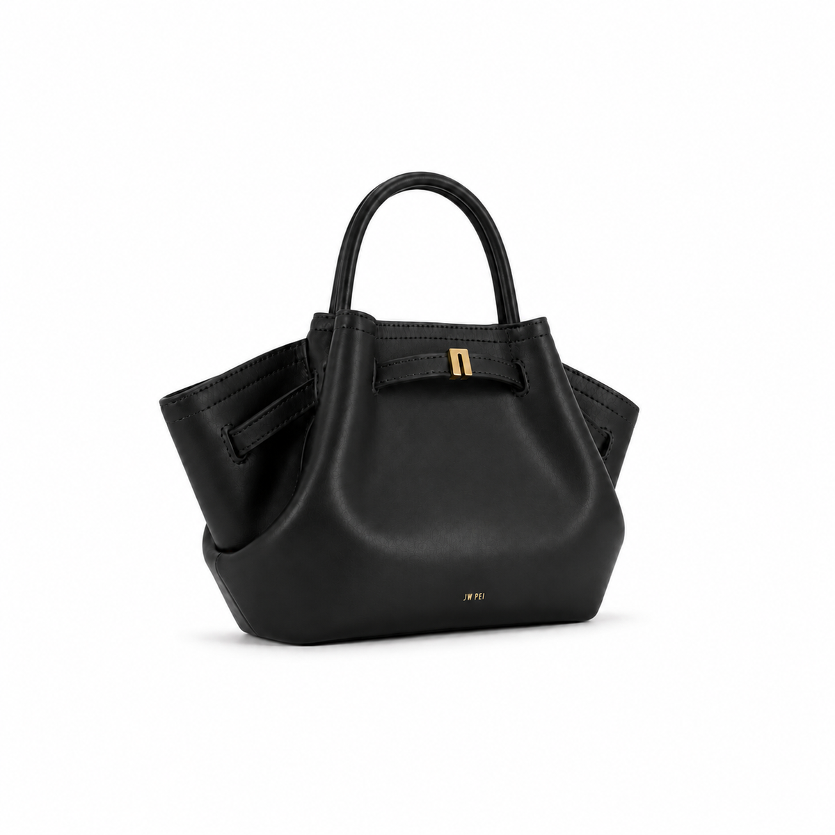 Jet black Structured Winged Handle Handbag