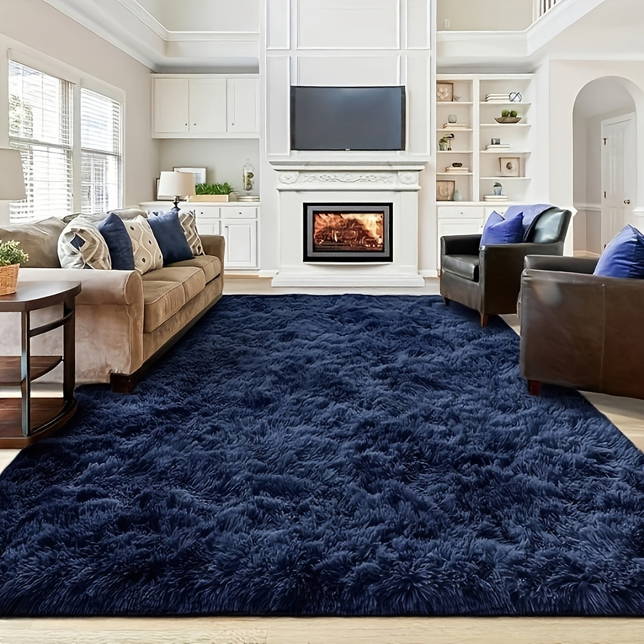 Rugs Living Room Area Rugs for Bedroom, Washable Anti Slip Extra Large Shaggy Soft Rug Fluffy Modern Floor Carpets Mat Beside Rugs for Living Room