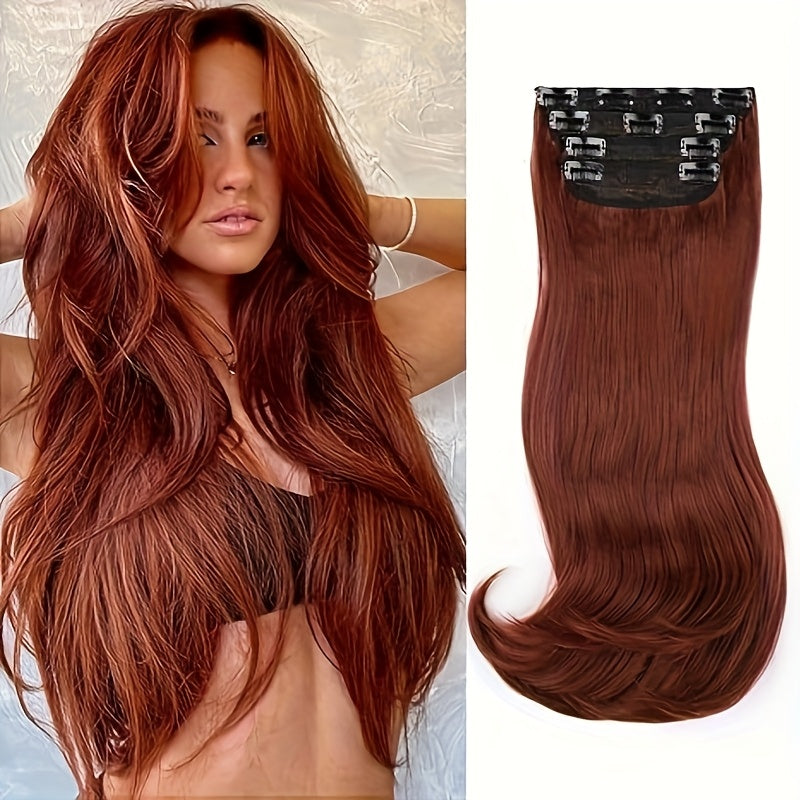 Clip In Hair Extensions, Hair Extensions for Women Straight Layered Hair Extensions Synthetic Heat Resistant Long Wavy Daily Use 20 Inch