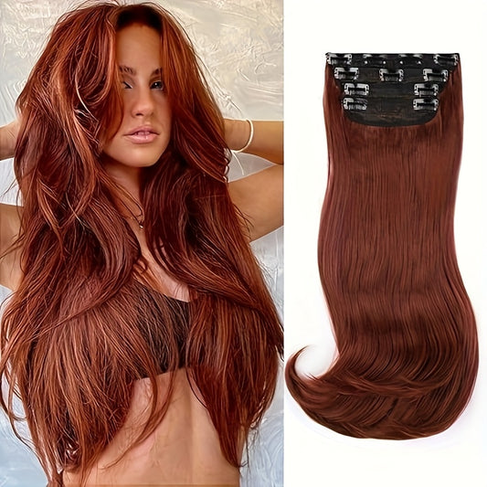 Clip In Hair Extensions, Hair Extensions for Women Straight Layered Hair Extensions Synthetic Heat Resistant Long Wavy Daily Use 20 Inch