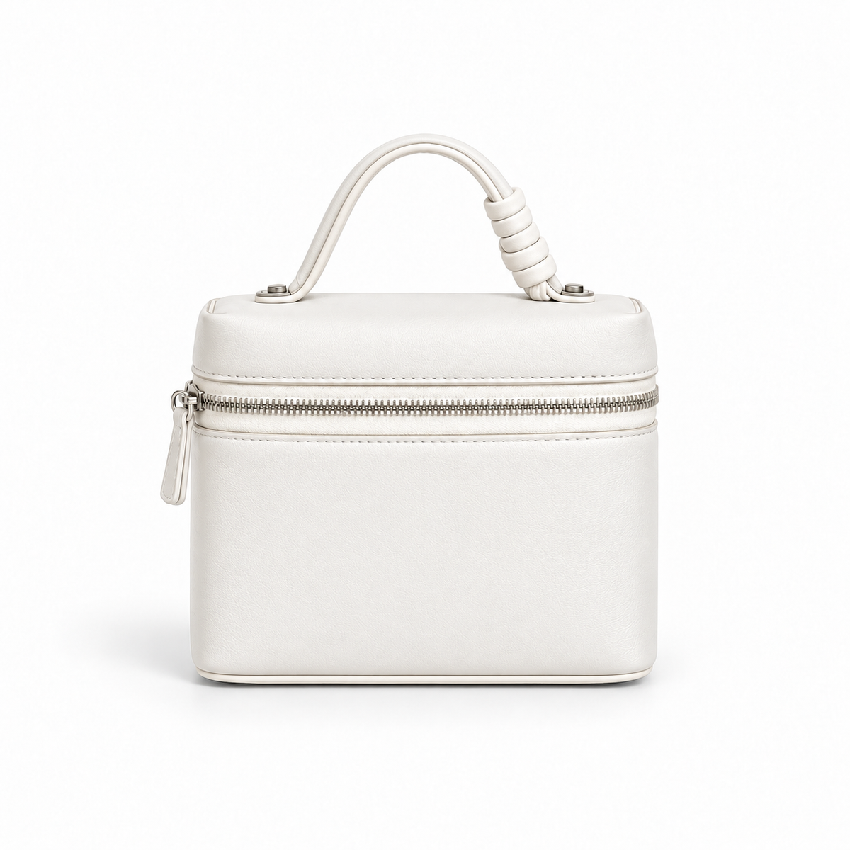 Elegant White Structured Vanity Handle Bag