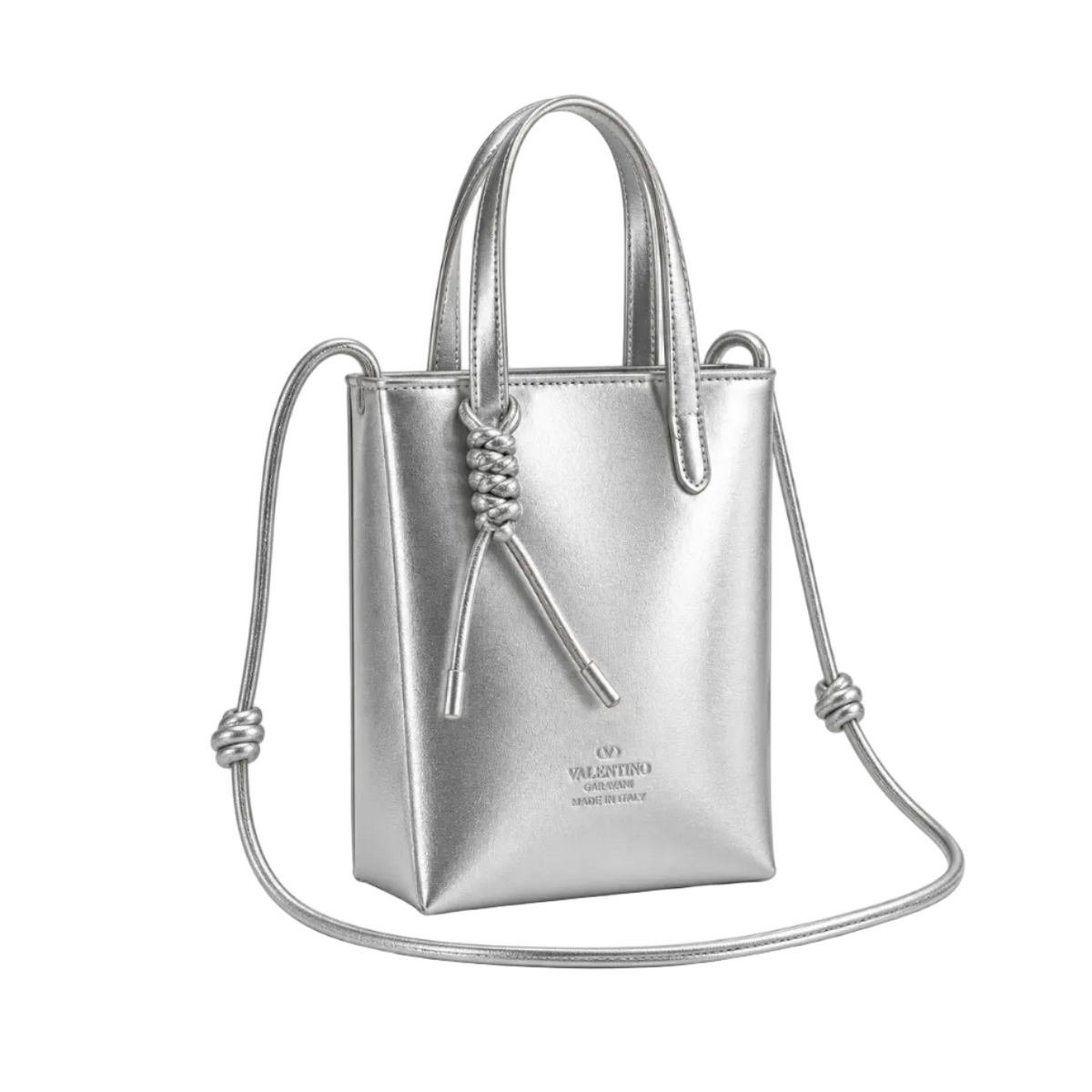 Elegant Silver Crossbody Bag With Charm