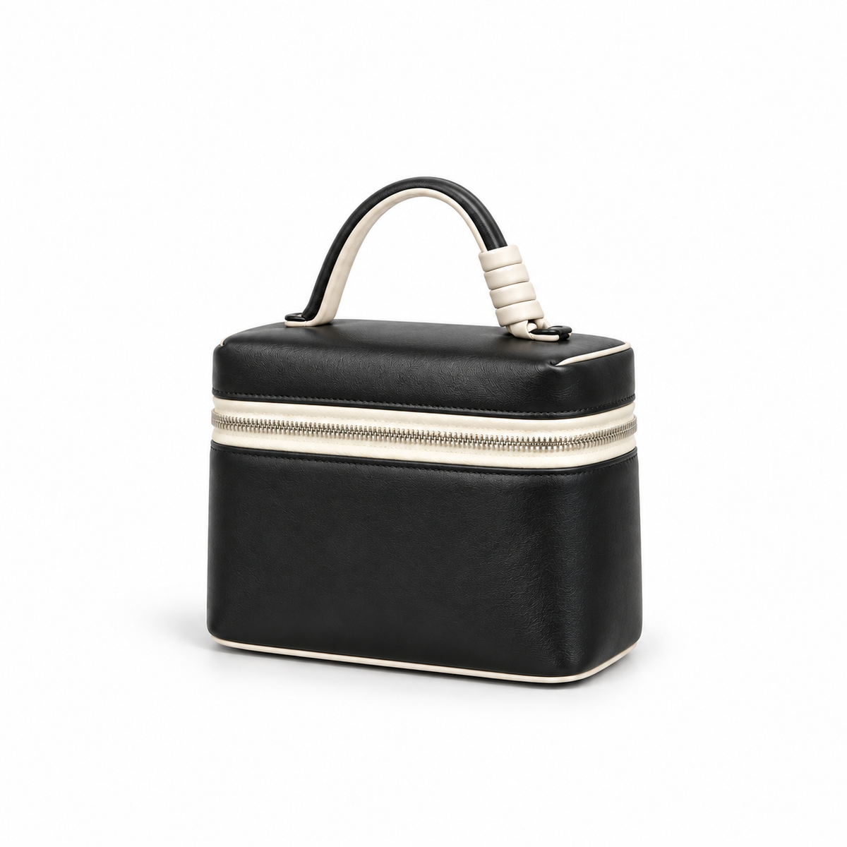 Black Contrast Trim Structured Vanity Bag