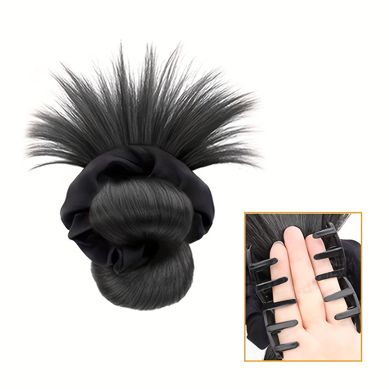 Synthetic Hair Bun Headband Claw Clip in Chignon Hairpieces for Women Fluffy Hair Flower Hair Elastic Band Hair Accessories Black Brown