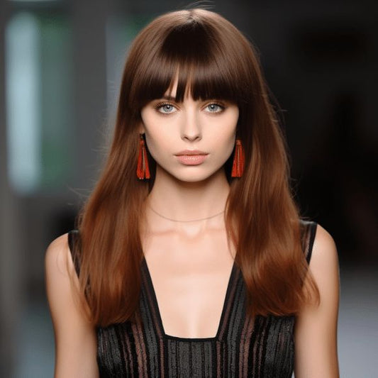 Brown Blunt Cut Fringe