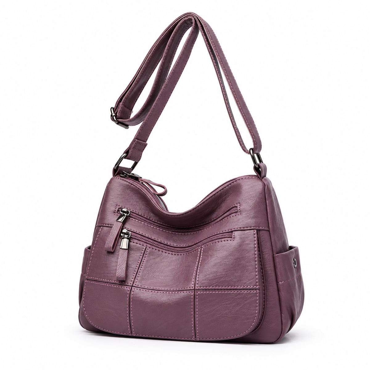 Elegant Mauve Multi Pocket Crossbody Bag