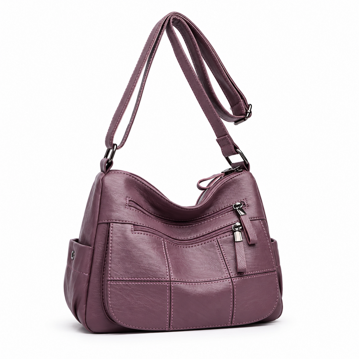 Elegant Mauve Multi Pocket Crossbody Bag