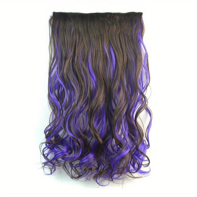 One Piece Hair Extension Synthetic 5 Clip Long Curly Hair Extensions Wig Natural Lifelike Wig