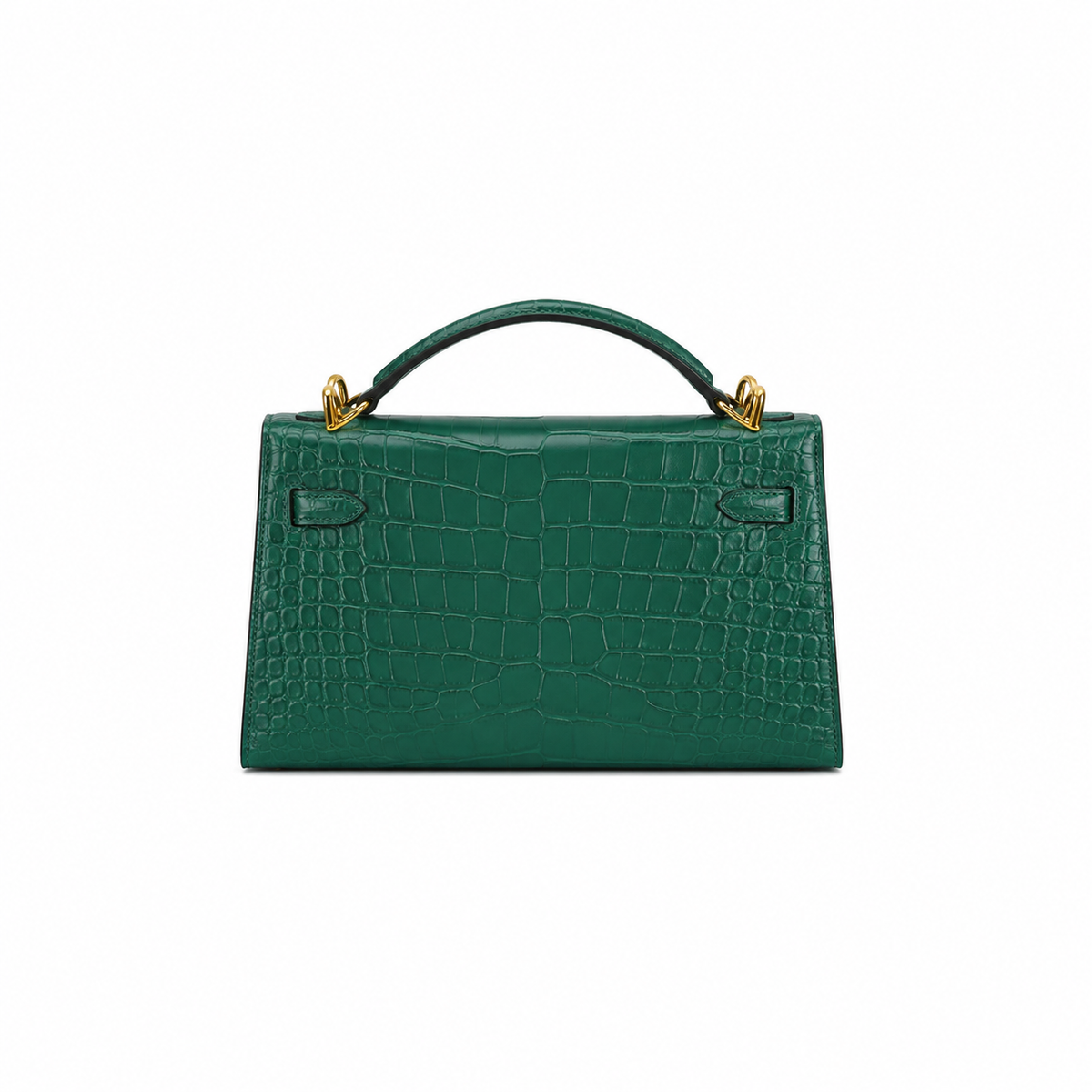 Emerald Crocodile Leather Top Handle Handbag