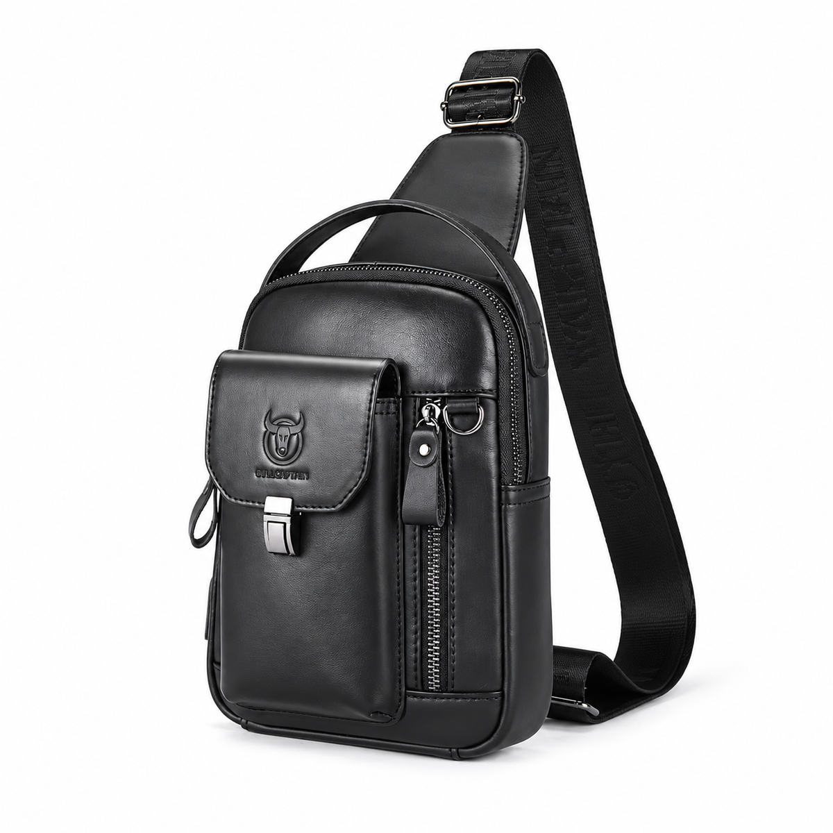 Black Sling Bag With Multiple Pockets