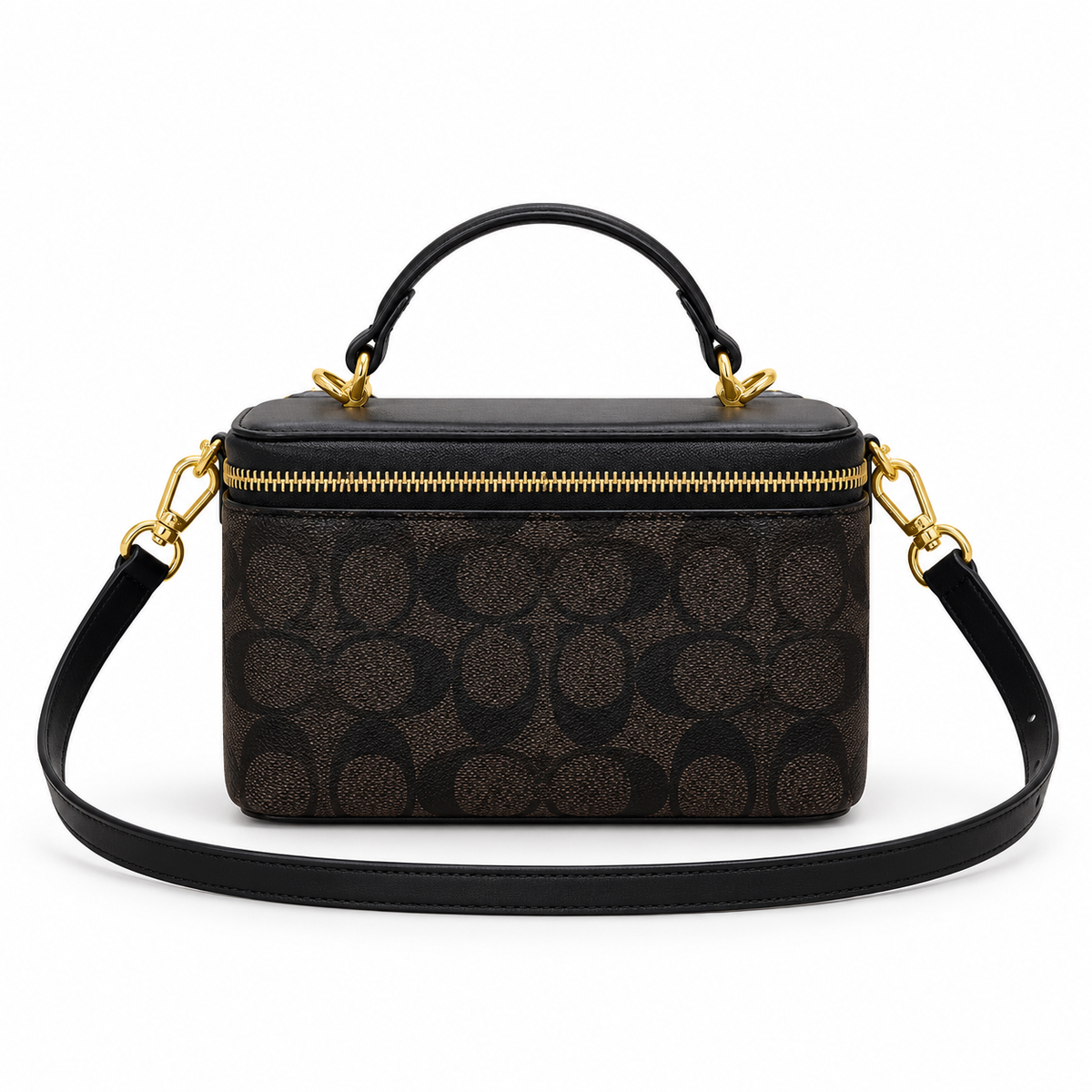 Elegant Black Monogram Box Crossbody Bag
