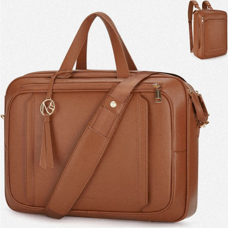 Women's 15.6 Inch Synthetic Leather Laptop Briefcase - Business Messenger Bag with Adjustable Shoulder Straps, Multiple Compartments & Magnetic Closure for College, Office, Travel - Ideal Gift for Women, Business Travel Bag |