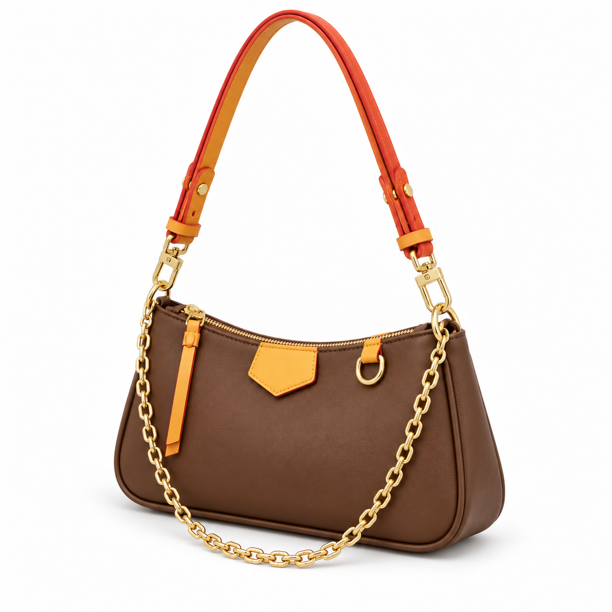 Coffee Brown Vegan Leather Shoulder Bag