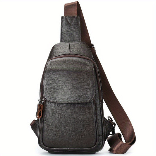 2025 New Men's Leather Sling Bag First Layer Cowhide Crossbody Bag, Outdoor Leisure Anti-theft Chest Bag