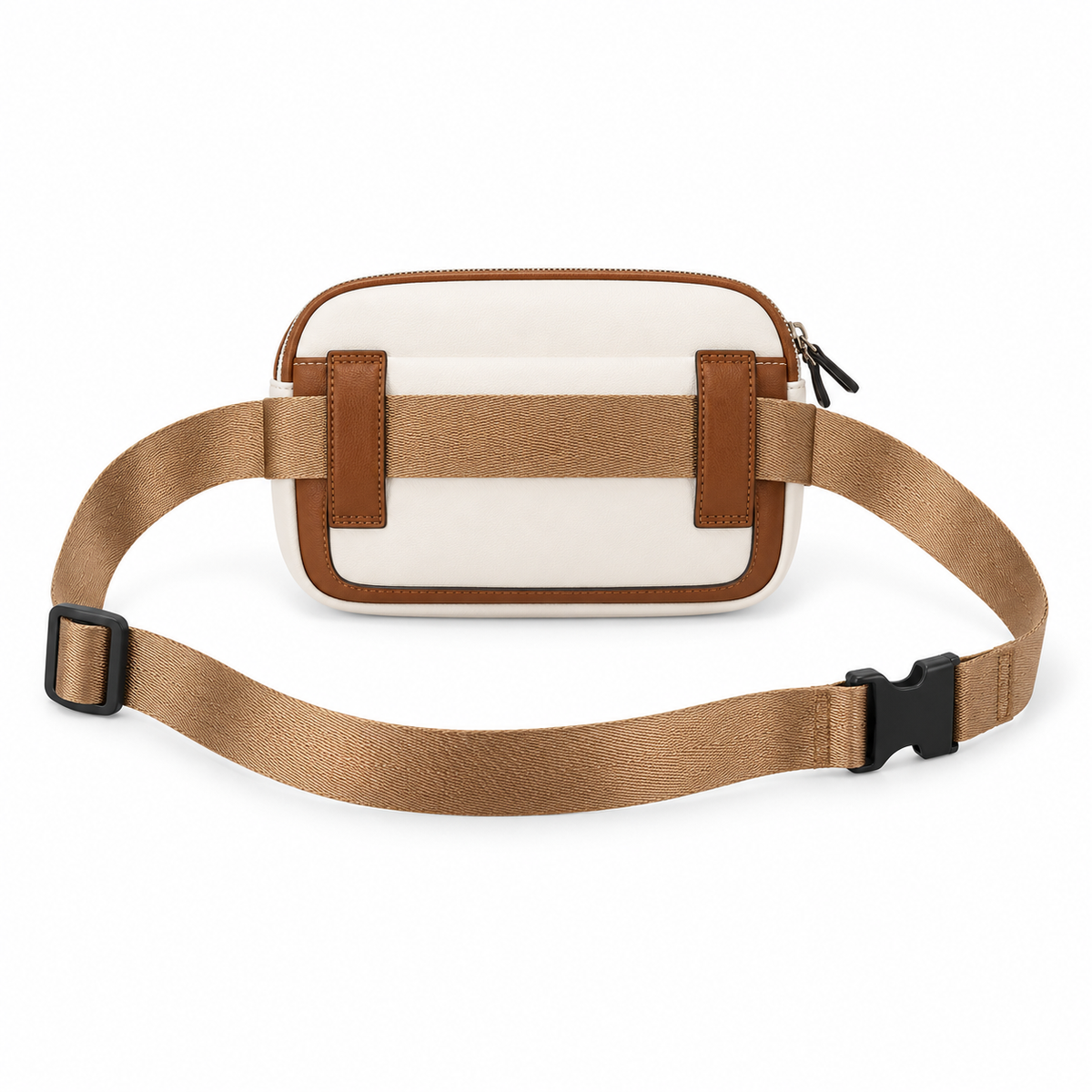 Cream And Brown Adjustable Waist Bag