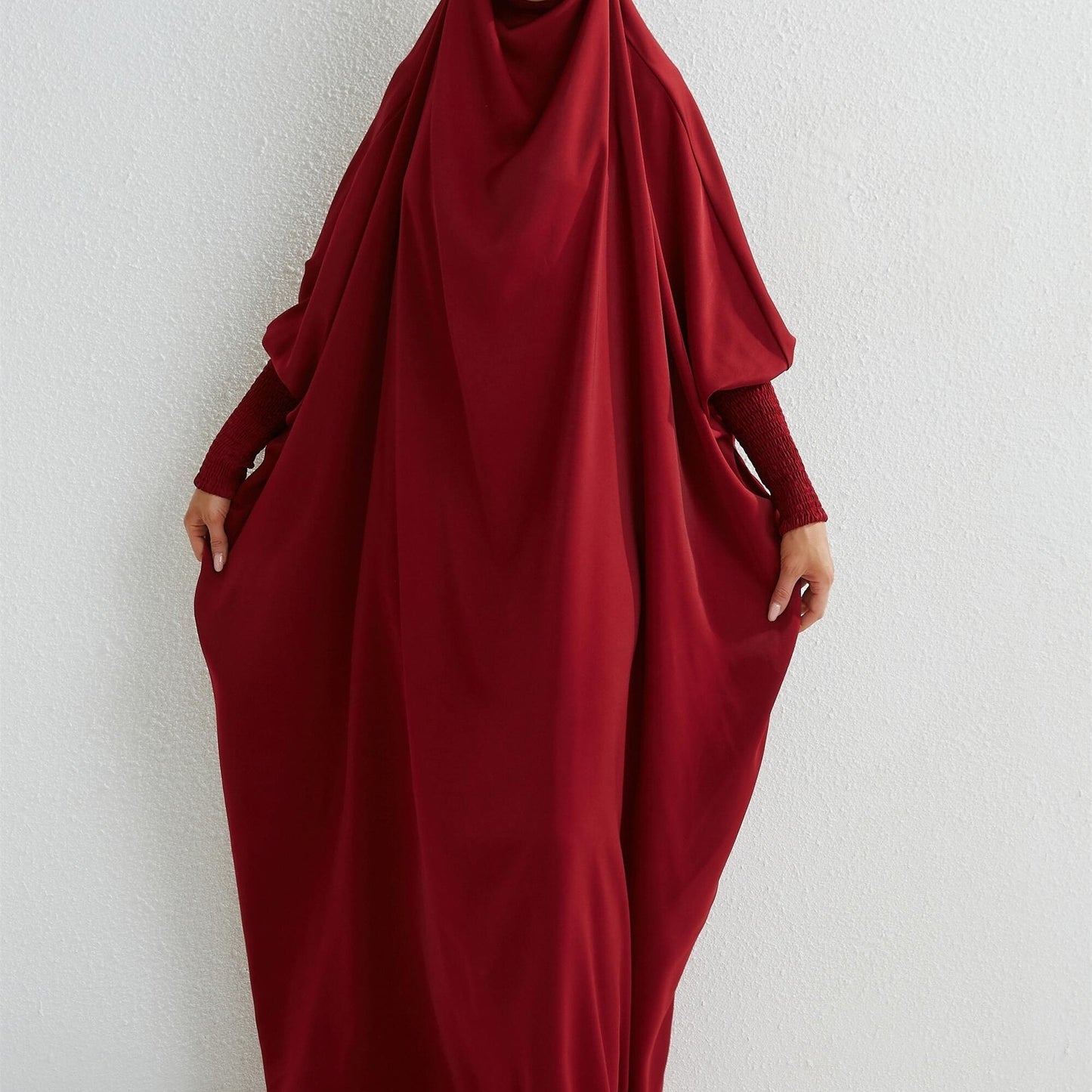 Ramadan Solid One-Piece Prayer Modest Abaya Burkha - Modest Full Length Dress With Hijab -  For Women - Suitable for Ramadan & Islamic Events - Perfect Gift for Muslim Women