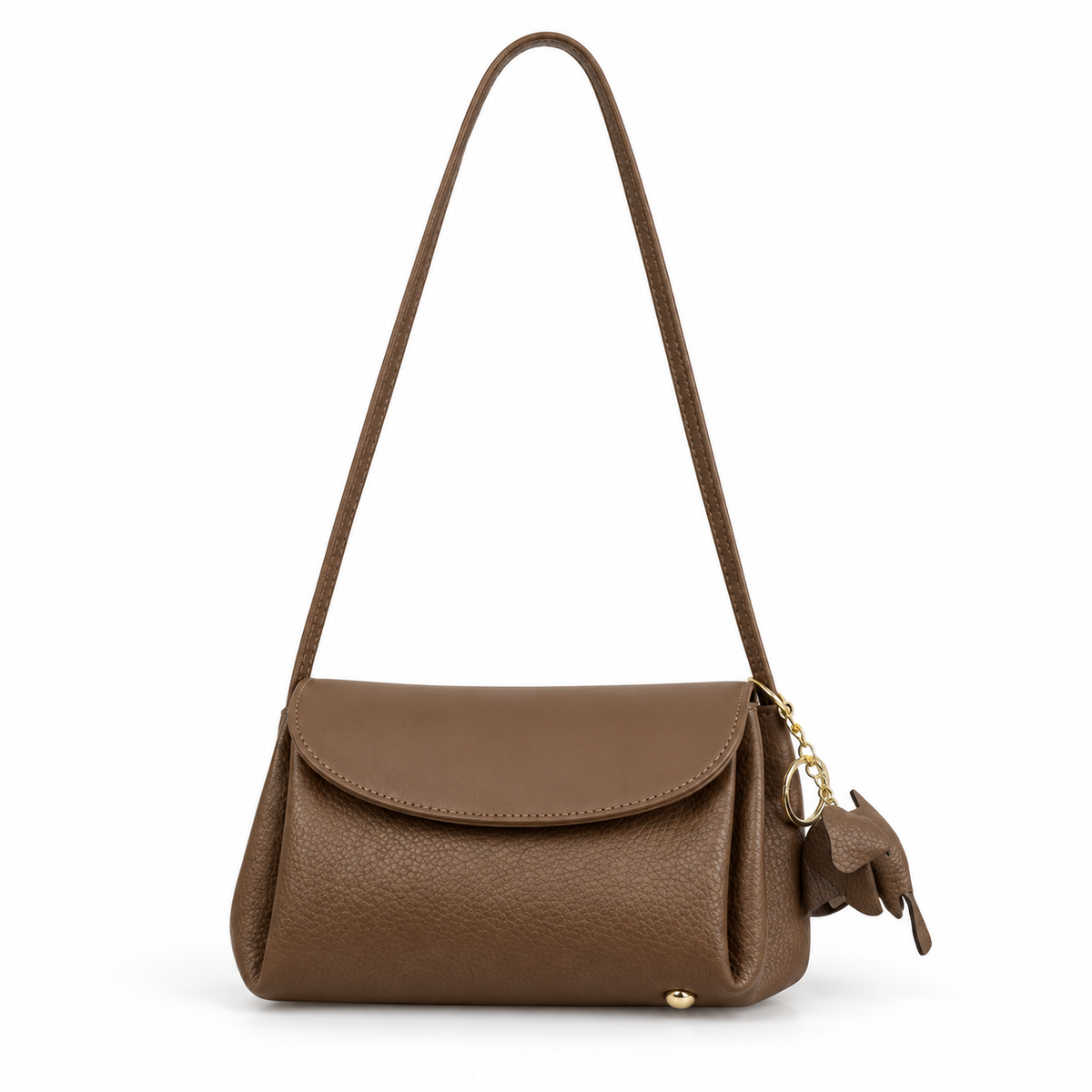 Elegant Brown Crossbody Bag With Charm