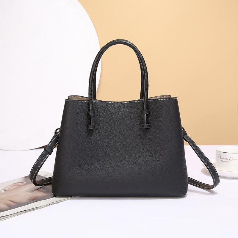 Genuine Leather Women's Tote Bag, Top Layer Cow Genuine Leather Commuting Handbag, Large Capacity Work Bag, Lightweight Durable Women's Bag