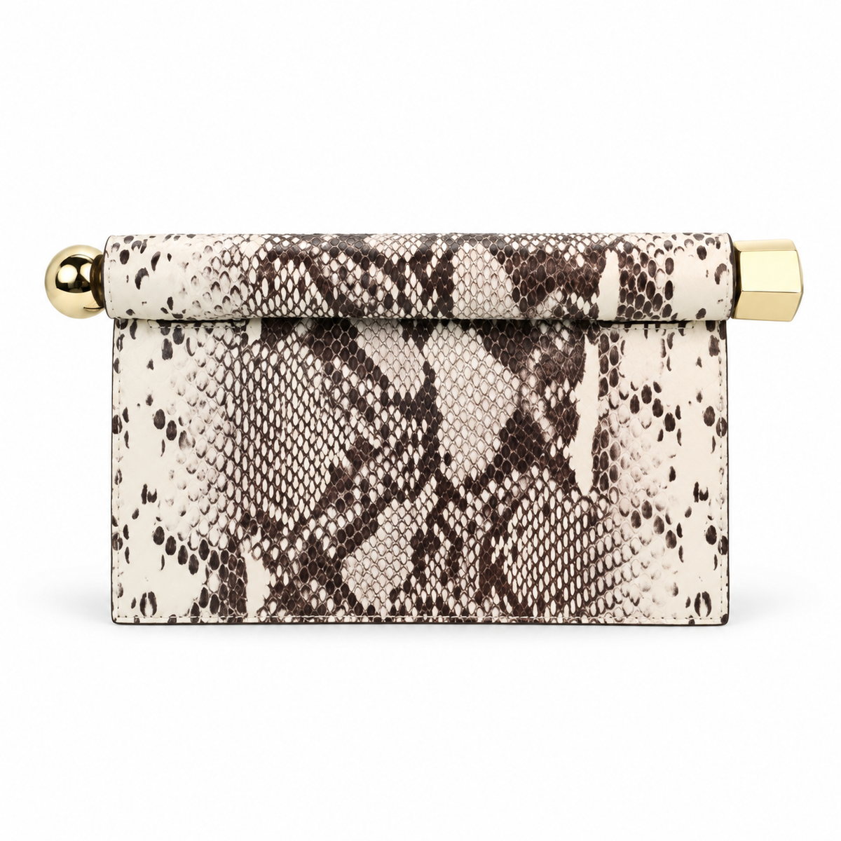 Elegant Snakeskin Print Leather Evening Clutch