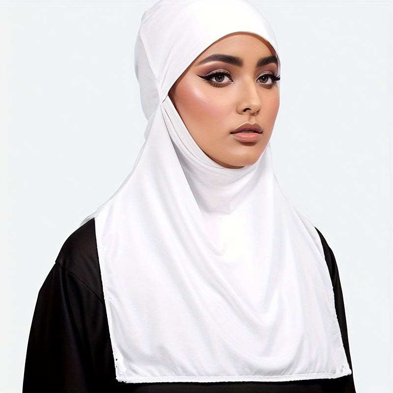 1pc Muslim Face Covering Scarf - Fashionable Exposed Khimar Abaya for Women, Black & White, Autumn Winter Warmth, Arabic Style Versatile for Casual & Formal Outfits, Hijab Scarf