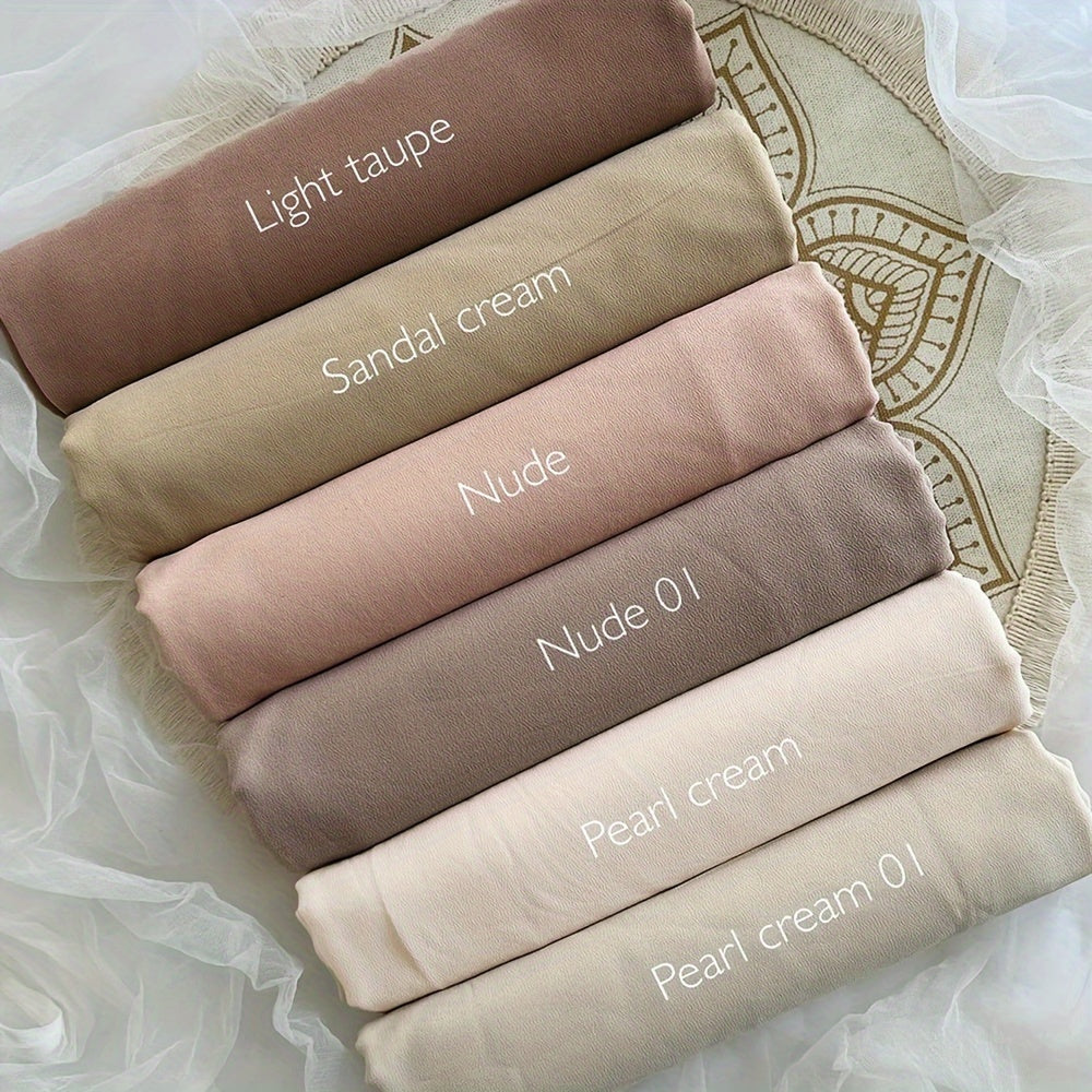 6pcs Women's Breathable Satin Bamboo Jersey Hijab Scarves - Non-Stretch Snug Fit, 10 Solid Colors for Ramadan & Modest Fashion, Premium Woven Satin Fabric, Hand Wash/Dry Clean, Hijab Accessories