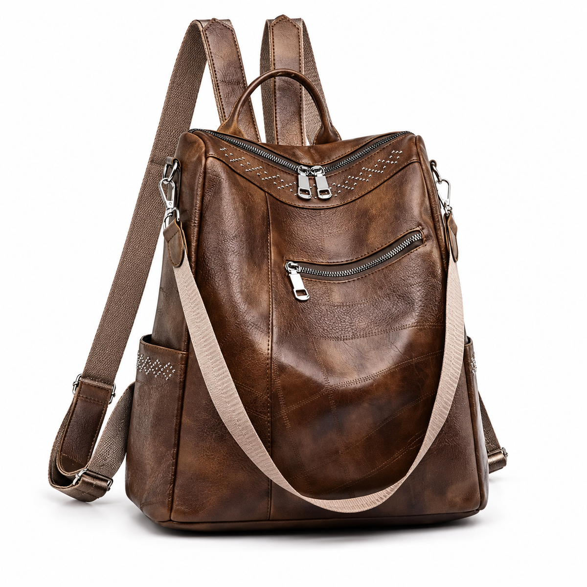 Vintage Coffee Convertible Backpack Shoulder Bag