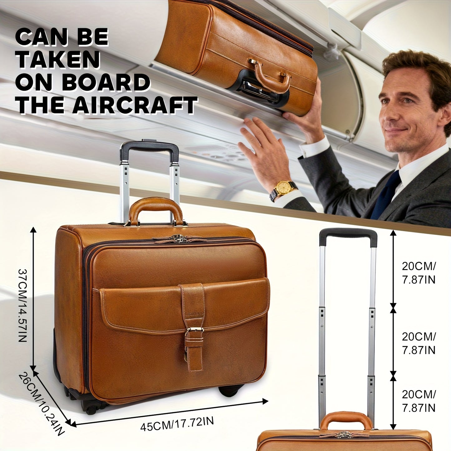 Leathario Travel Luggage, Wheeled Luggage, Men's Luggage Bag, Wheeled Genuine Leather Laptop Briefcase, Carry-on Suitcase, Local Warehouse, Christmas/Halloween