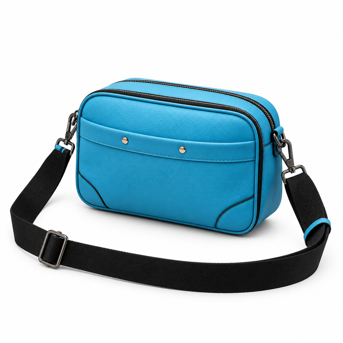 Turquoise Textured Crossbody Bag With Pockets