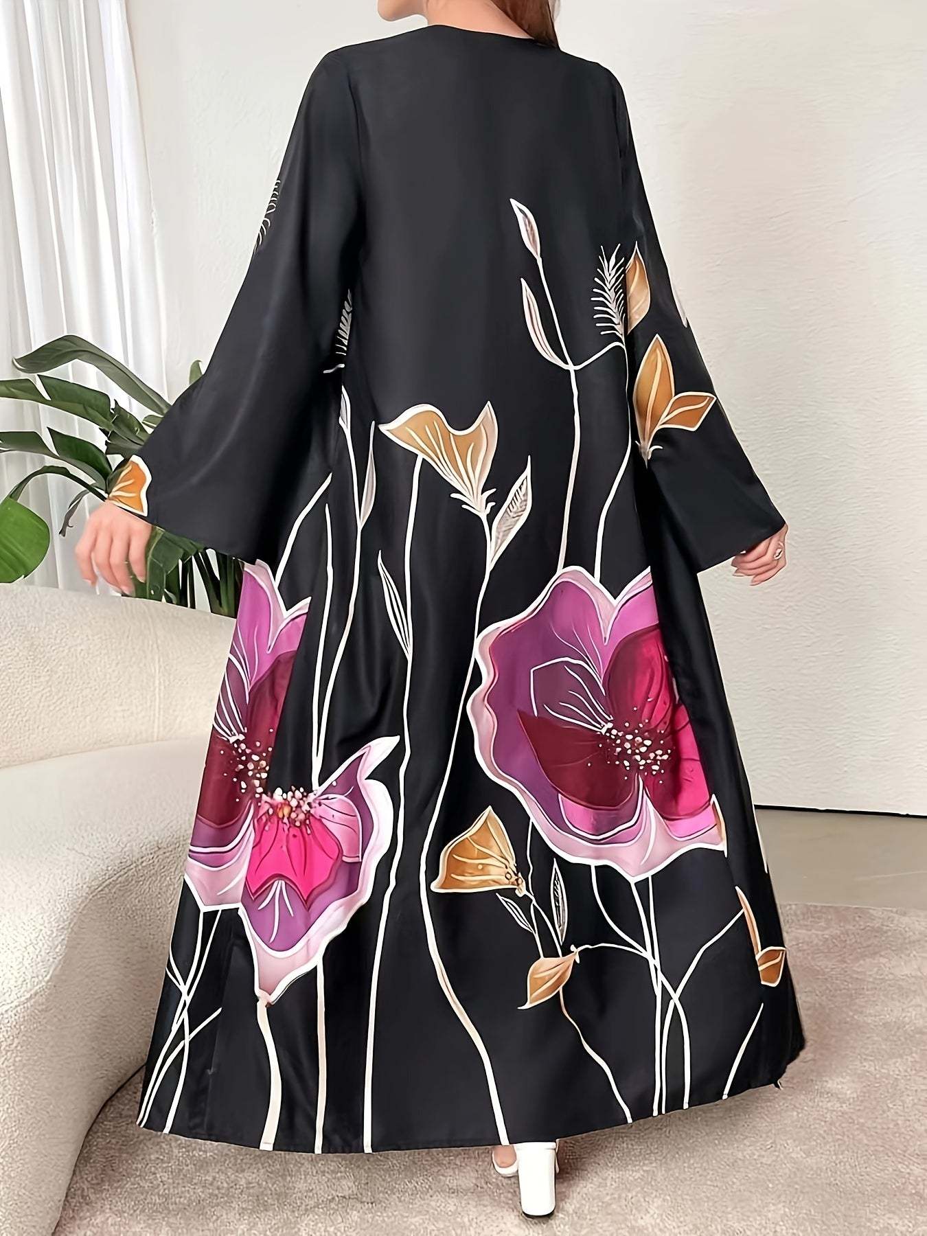 Feel like Royalty in Our Black Middle Eastern Style Robe | Kimono Abaya
