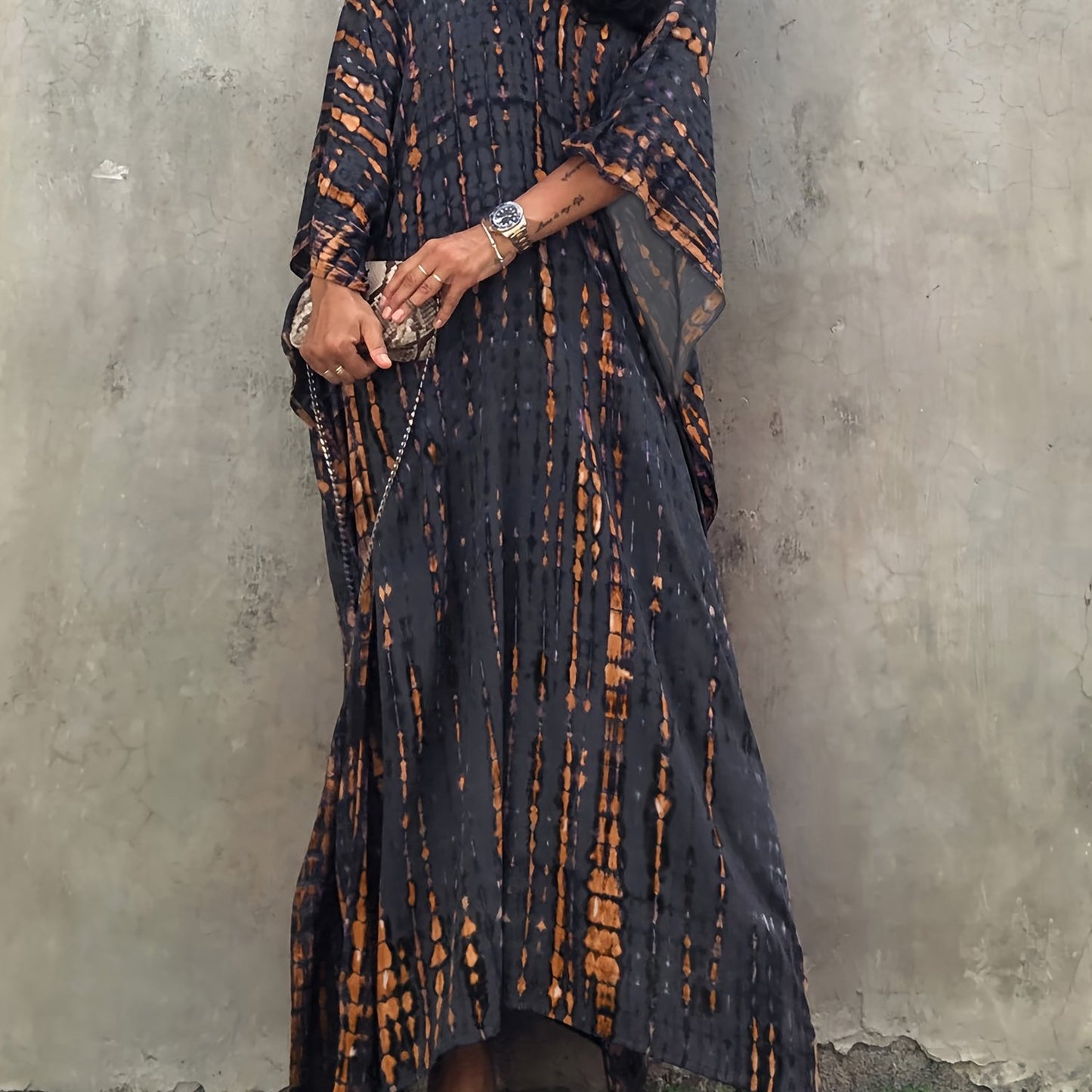 Plus Size Women's Beach Cover-Up Dress Kaftan, Large Summer Casual Beachwear