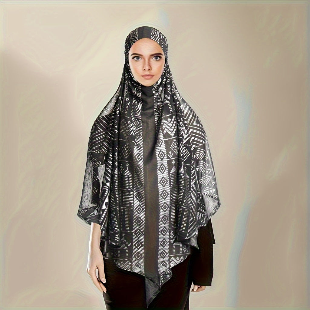 A Luxurious Women's Scarf in a Stylish Retro Elegant Design, Featuring Cold-Resistant And Warm Properties, Made of Pearl Chiffon with No Elasticity, Suitable for Muslim Khimar Hijab/Abaya.