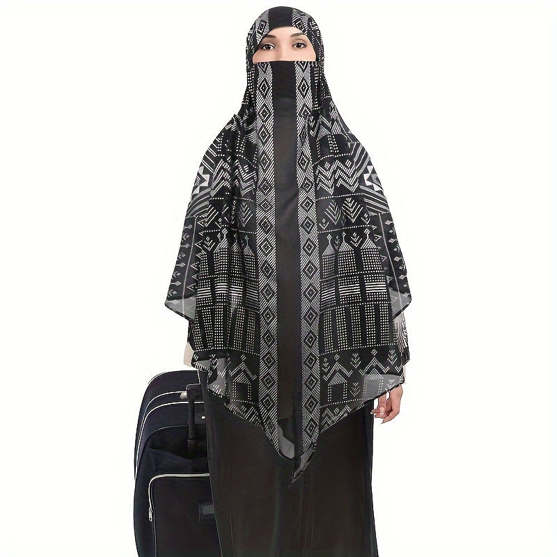 A Luxurious Women's Scarf in a Stylish Retro Elegant Design, Featuring Cold-Resistant And Warm Properties, Made of Pearl Chiffon with No Elasticity, Suitable for Muslim Khimar Hijab/Abaya.