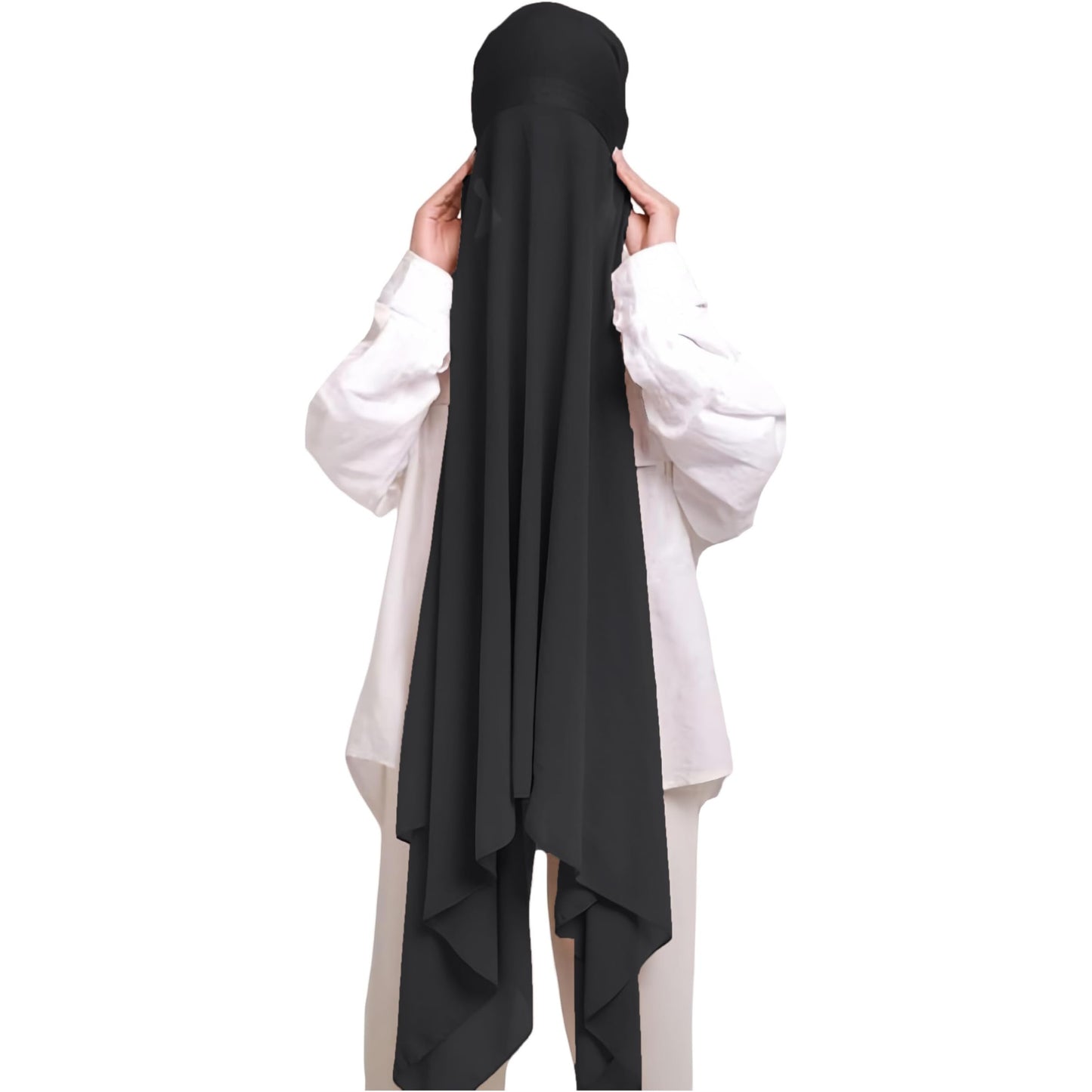 Instant Hijab Khimar Abaya - Elegant Islamic Prayer Veil with Tie Back Undercap, Lightweight Chiffon Fabric for Women, Quick Setup Modest Clothing for Travel, Work, Everyday