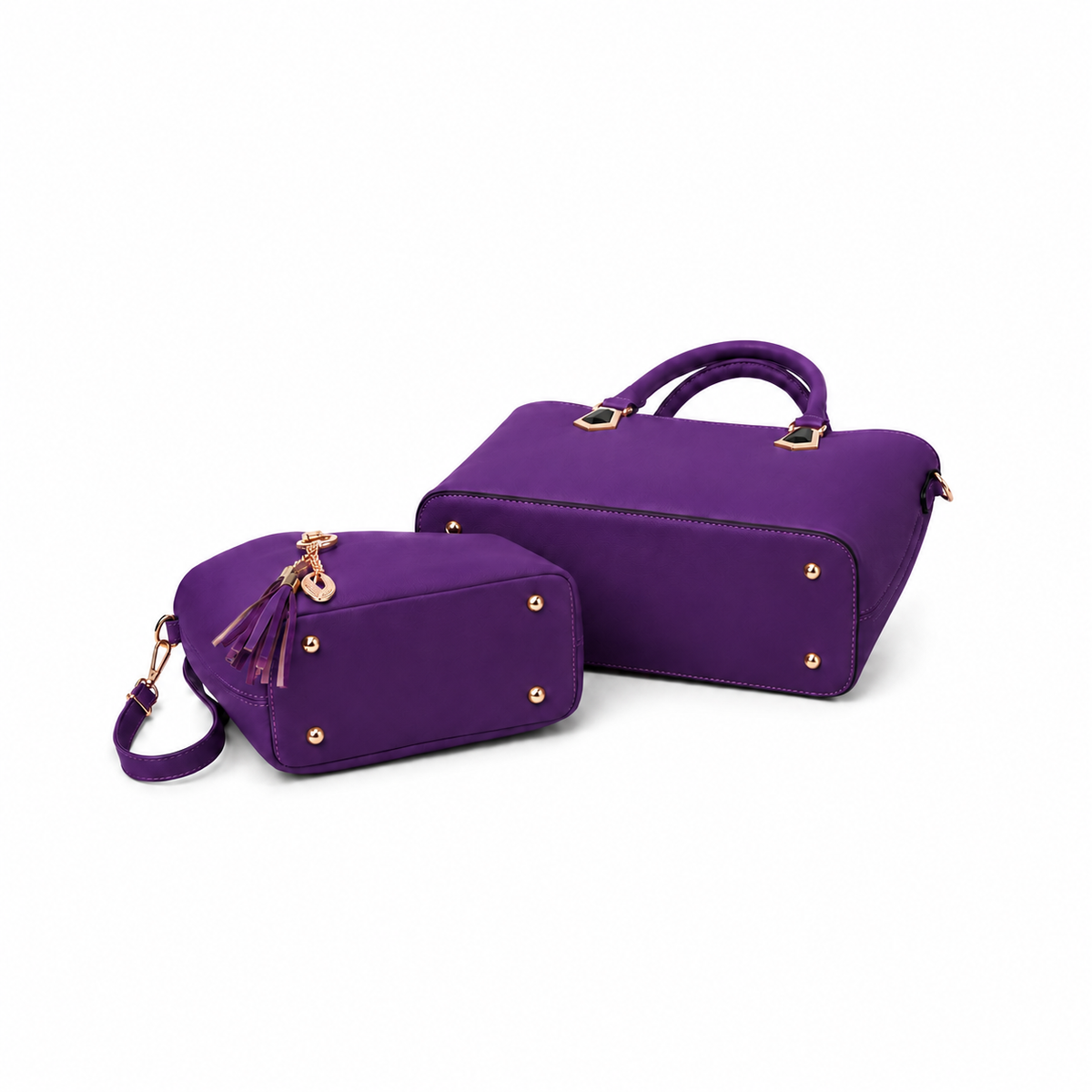 Elegant Purple Two-Piece Gold Accent Handbag