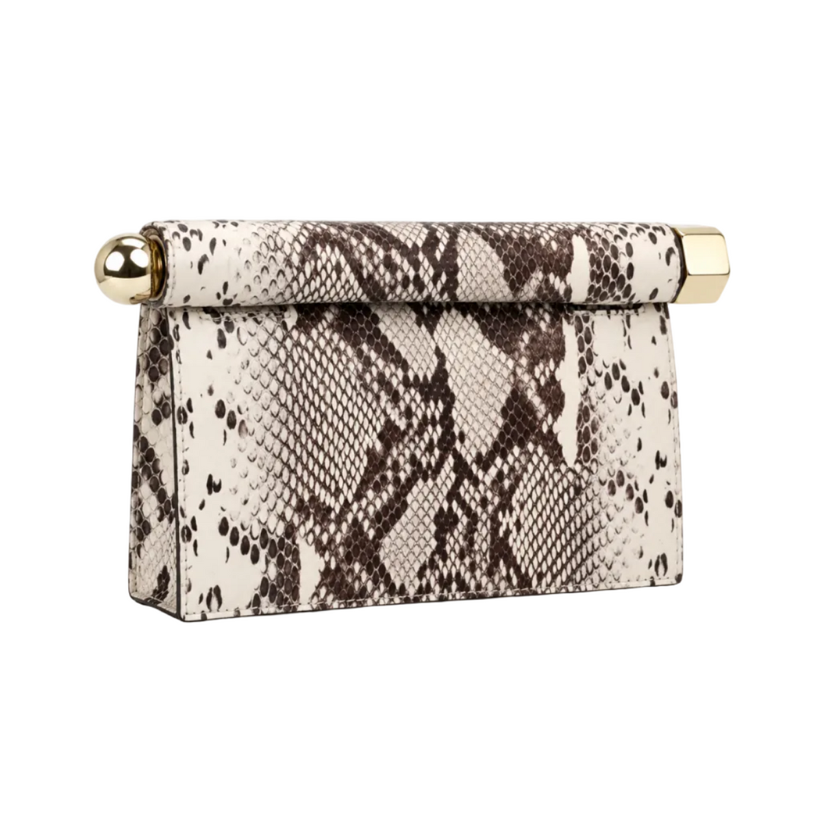 Elegant Snakeskin Print Leather Evening Clutch